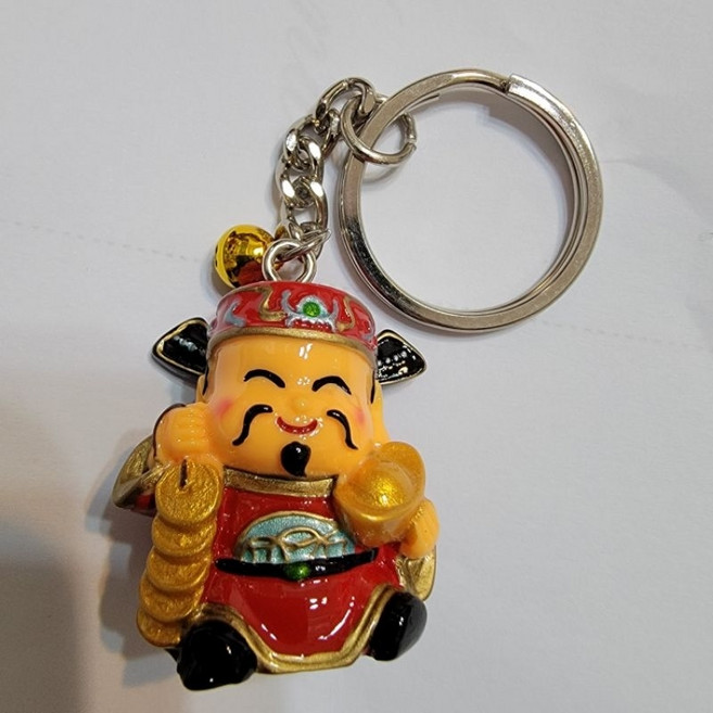 佳樺3cm神明公仔鑰匙圈批發臺灣現貨正品有發票GDK1財神公仔鎖圈 五路財神 土地公文昌君 媽祖 濟公 玄天上帝, 1個, 古錢財神, 古錢財神