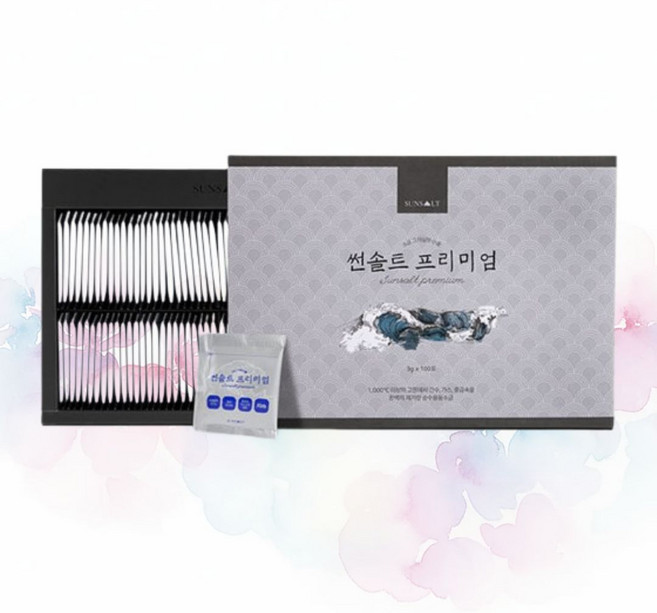 미FDA 검사필 순도 99.9% 국내산 명품 용융소금 썬솔트 프리미엄 3g 100포, 100개