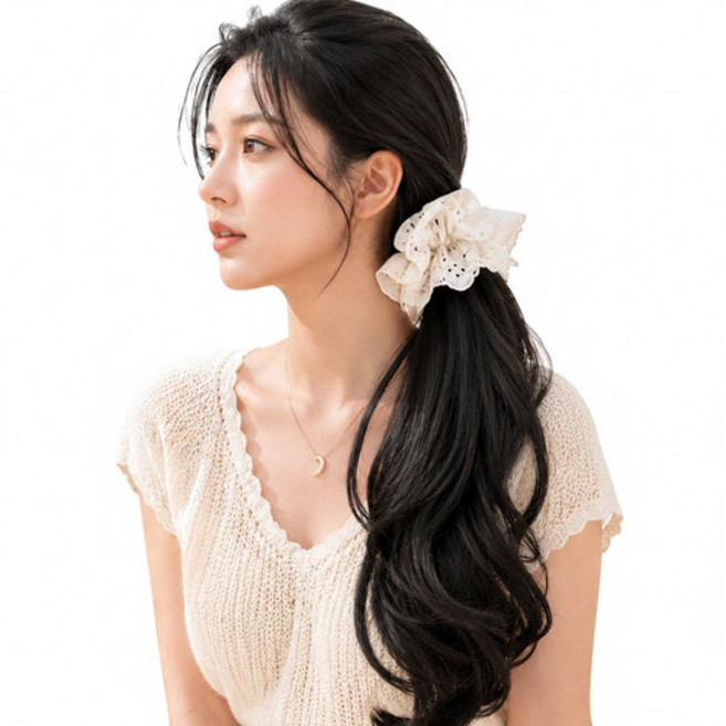 가발위드 여성 레이스 집게핀 포니테일 가발 롱웨이브 묶음머리 데일리 P403, 라이트브라윤, 1개