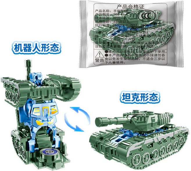 變形機器人 指尖陀螺 兒童玩具, 變形坦克指尖陀螺【軍綠】袋裝, 1個