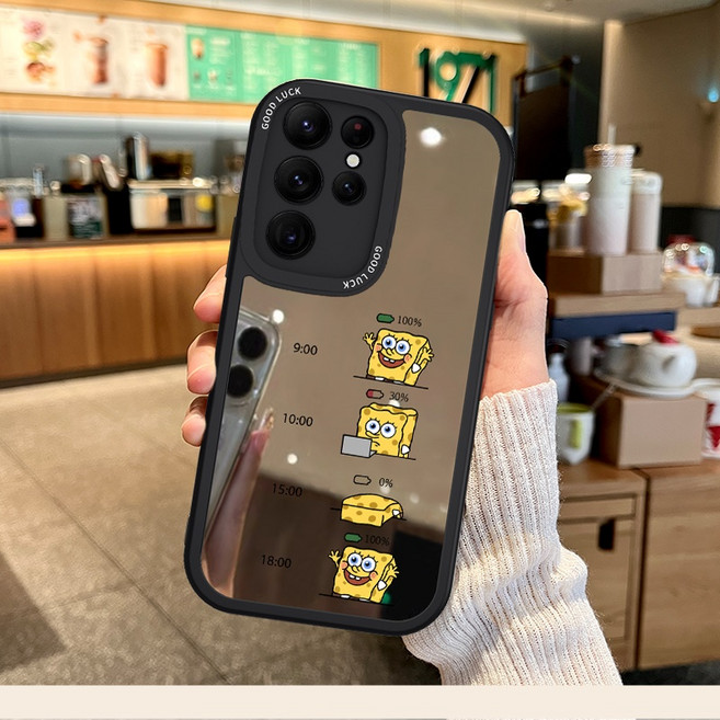 갤럭시 s24 플러스 울트라 핸드폰 케이스 s23 s22 s21 s20 귀여운 거울 스폰지밥 캐릭터