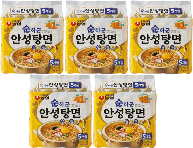 농심 순하군 안성탕면 125g 5입 4개 (총 20개), 20개