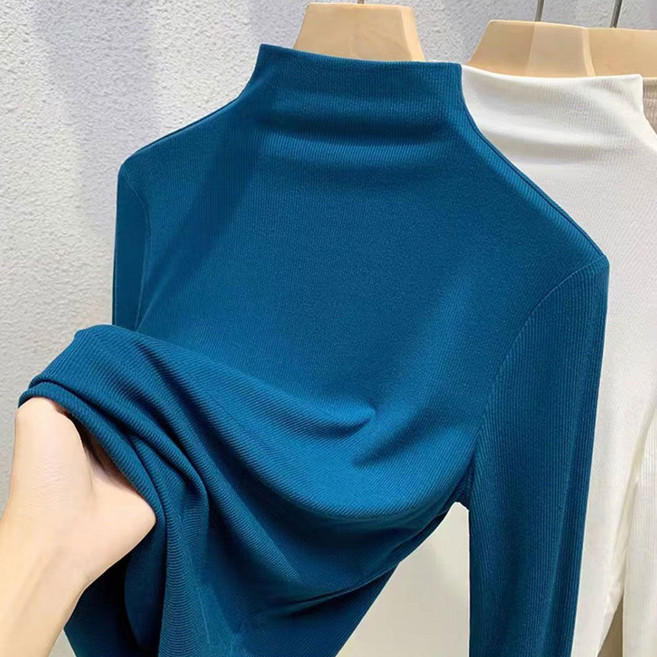 MOSAIRATION 여성 모달면 반폴라 베이직 슬림핏 순색 이너 심플 긴팔 티셔츠 S0112212