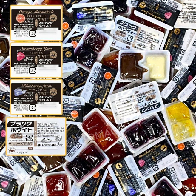 Kewpie 일회용 소분 패킷형 과일잼 4종 버라이어티 세트 먹기편한 개별포장, D. 64개 (각 16), 1개