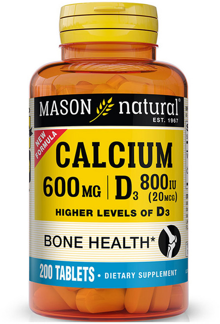 Mason Naturals 鈣 維他命 D3 800IU 錠, 1個, 200錠