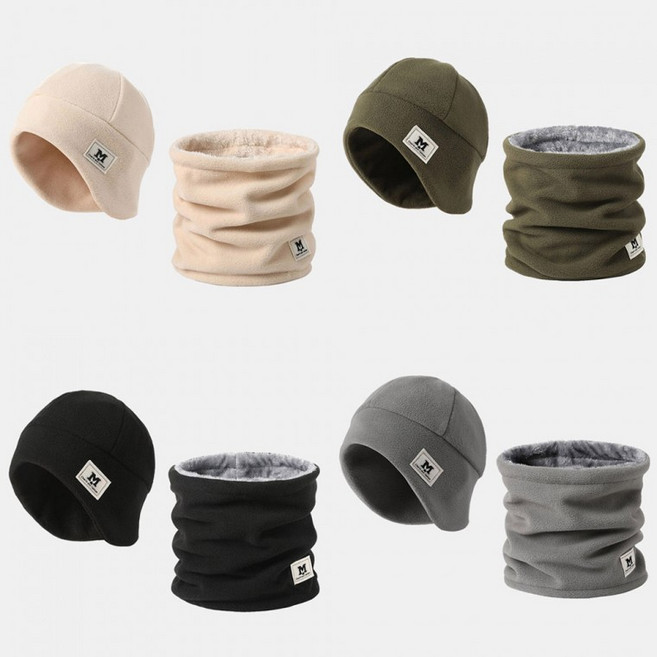 남성 여성 부드러운 폴라 폴리스 모자 워머 세트