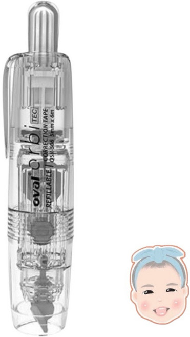 OVAL 歐文 360度旋轉 暖色系 霧色 按鍵式 修正帶 立可帶 QSR-506【文具妞】, 透明, 1個