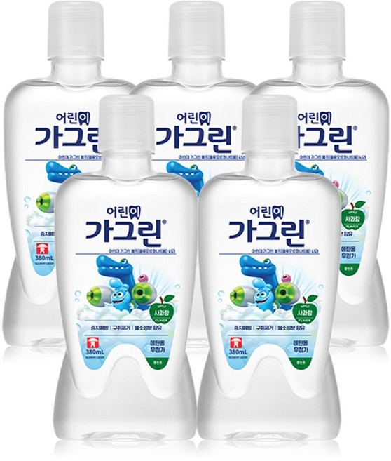 동아제약 가그린 어린이 가글 3가지맛 380ml 3개 구강청결제 딸기맛, 5개