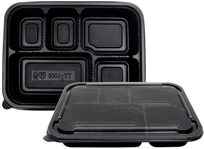 [그린몰]도시락용기 2418 5칸 TY-1005 검정 200세트 TY, 200개