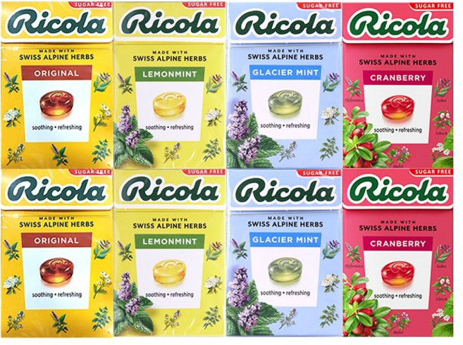 [올굿]리콜라 스위스 캔디 4종, 8개, 40g