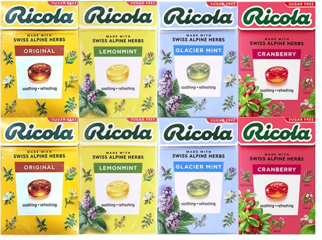 [올굿]리콜라 스위스 캔디 4종, 8개, 40g - 쿠팡