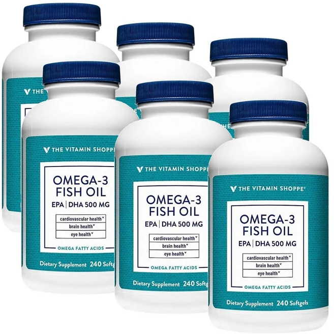 더비타민샵 오메가3 피쉬오일 500mg EPA DHA 소프트젤 The Vitamin Shoppe Omega 3, 6개, 240정 - 쿠팡