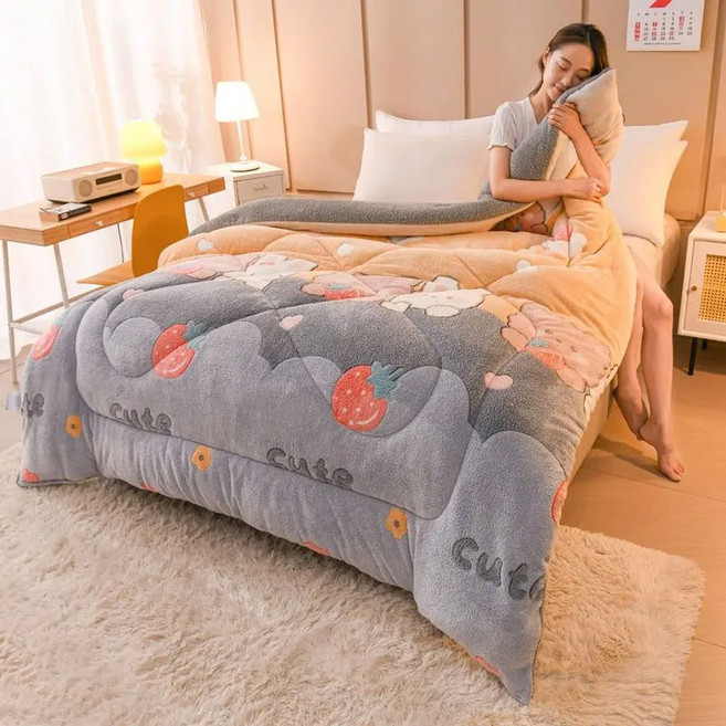 두꺼운 양털 프린트 담요 양면 벨벳 따뜻한 이불 싱글 기숙사 편안한 침구 이불 가을 및 겨울, 07 Style 08