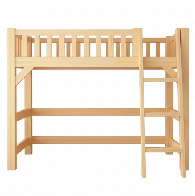 우디온 안전한 원목 벙커침대 성인 2층 책상세트 복층 수납 낙상방지 가드레일, 100cm x 200cm, 책상미포함