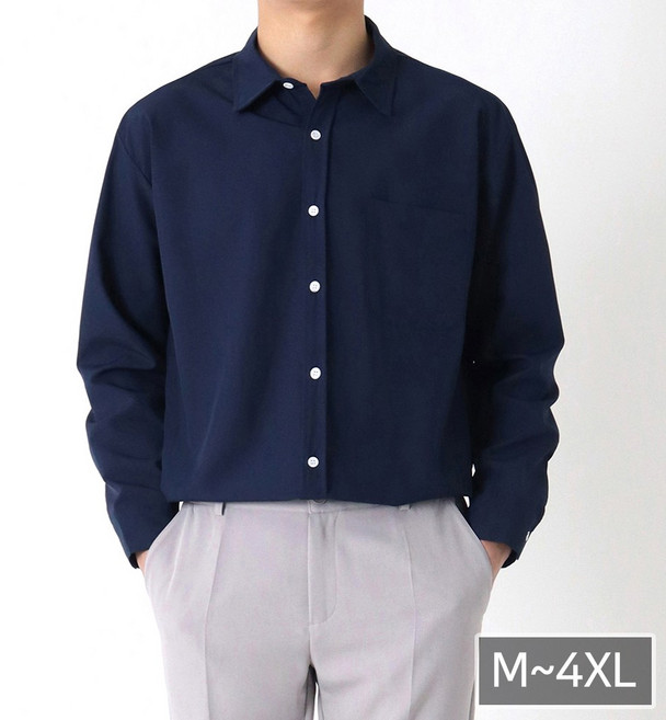 [당일출고] 구김없는 링클프리 오버핏 스판 셔츠 남방 남자 긴팔 와이셔츠 정장셔츠 무지 흰색 검정 빅사이즈 ZZBSH013