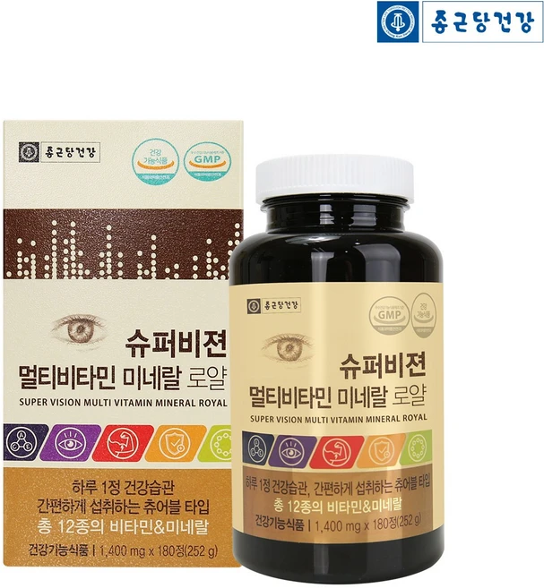 종근당건강 슈퍼비젼 멀티비타민 미네랄 로얄 영양제, 180정, 1개 - 쿠팡