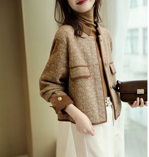 휠렉스 여성 라운드 고급 데일리 트위드 자켓 JT220
