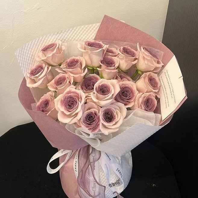 永生花玫瑰花束, 1個, 22朵烏梅子醬+賀卡