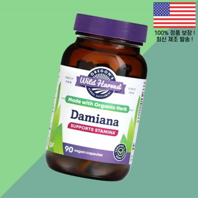 오리건 와일드 하베스트 다미아나 식물성 베지캡슐 90정 375mg Oregon's Wild Harvest Damiana 90 Vegan Capsules per Capsule - 쿠팡