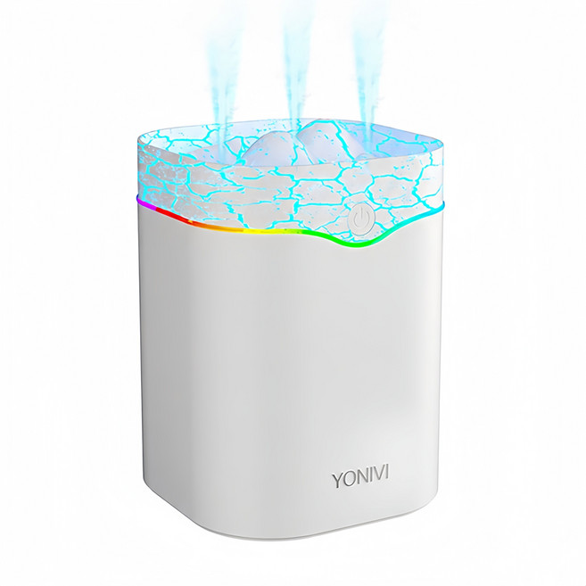 YONIVI 가정용 가습기 무드등 대용량 가습기 2L 3중 분무 무소음 초음파 가습기, 흰색