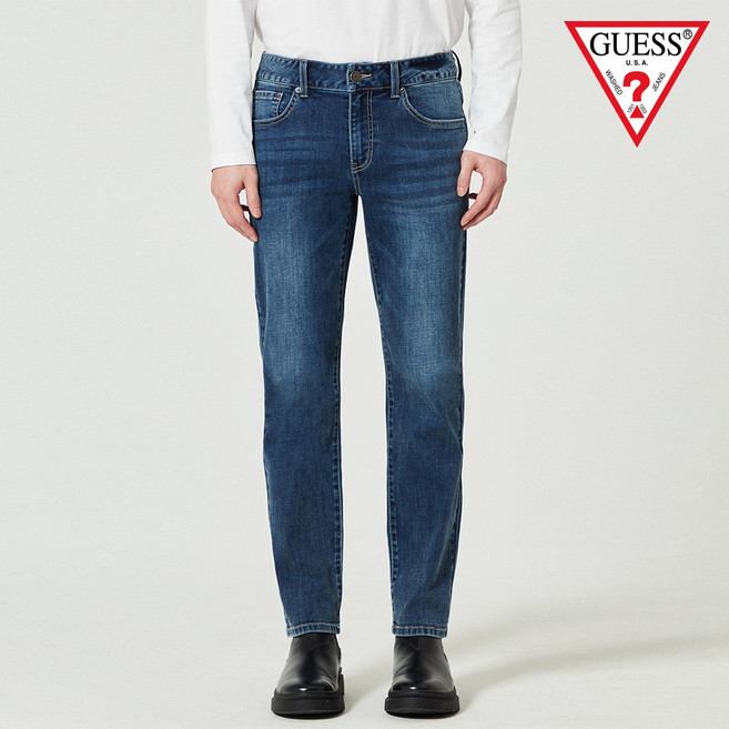 게스 DBL 캣브러쉬 틴 크롭 스트레이트 청바지 NO1D1114