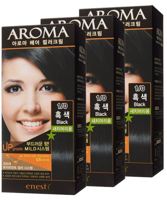 에네스티 아로마 염모제 새치머리용, 1/0 흑색, 3개