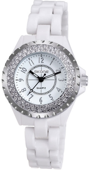 Skone 패션 쿨 세라믹 방수 밴드 빈티지 우수한 라인 석 임베디드 섬세한 손목 시계