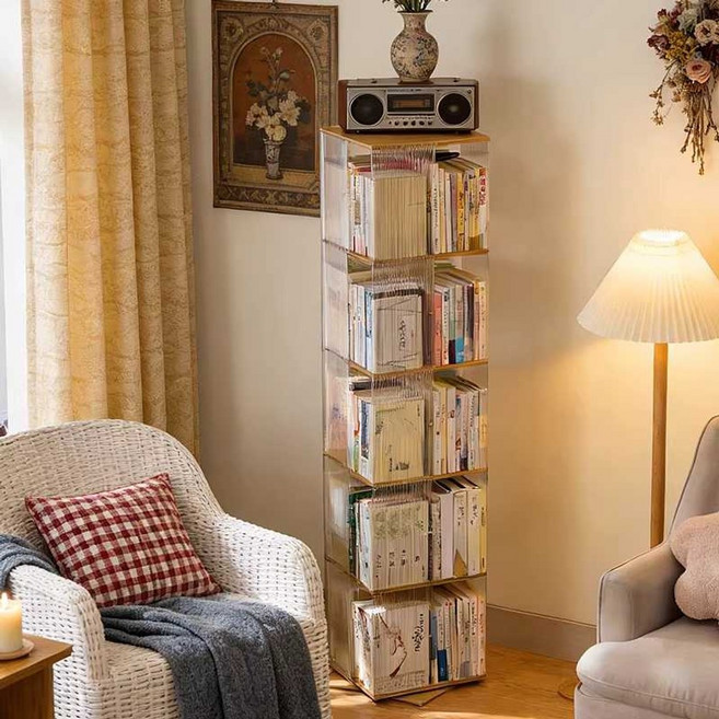 회전책꽂이 회전형책장 거실 틈새 360도회전 제품, 2. 원색 5단 (반투명)