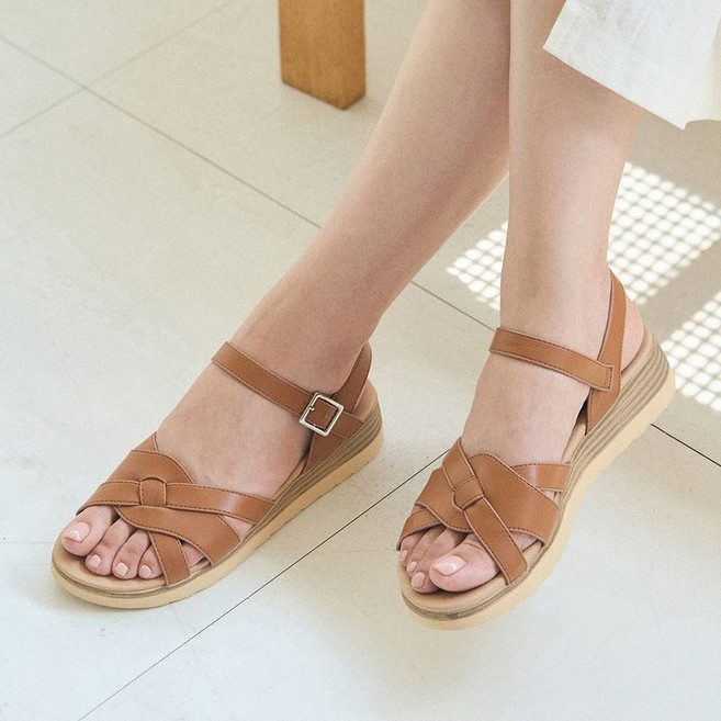 금강제화 프리웨이 소가죽 여성 크로스 스트랩 샌들 2종 택1 RICSAC4384WFREK