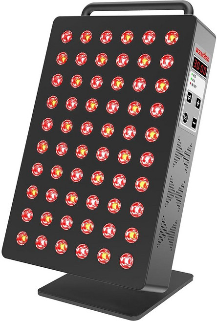 레드 라이트 테라피 패널 5 파장 40 듀얼 칩 고효율 LED 630+660+810+830+850nm 및 근적외선 램프 장치 60W 타이머 스탠드 바디 얼굴 피부, 60leds Black