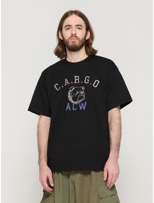 카고브로스 BULLDOG PRINTING OVER SHORT SLEEVE T-SHIRT BLACK