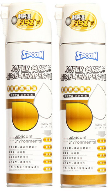 SPODIN司伯汀 高溫鋰基黃油600ml 耐高溫200°C 耐負荷 高黏度 強力滲透, 2入