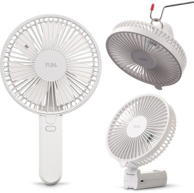 펀닷 빅팬 휴대용 선풍기 무선 접이식 대형 손풍기 16cm 카라비너 키링 탁상용 여행용, 화이트, FD-Bigfan01