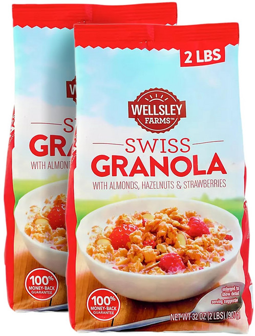 Wellsley Farms Swiss Granola | Made with Real Fruits Crunchy Oats Almonds & Hazelnuts| Perfect, 1개, 907g
