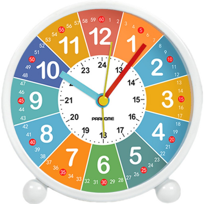 프라홈 무소음 숫자 교육용 알람 탁상시계, 화이트