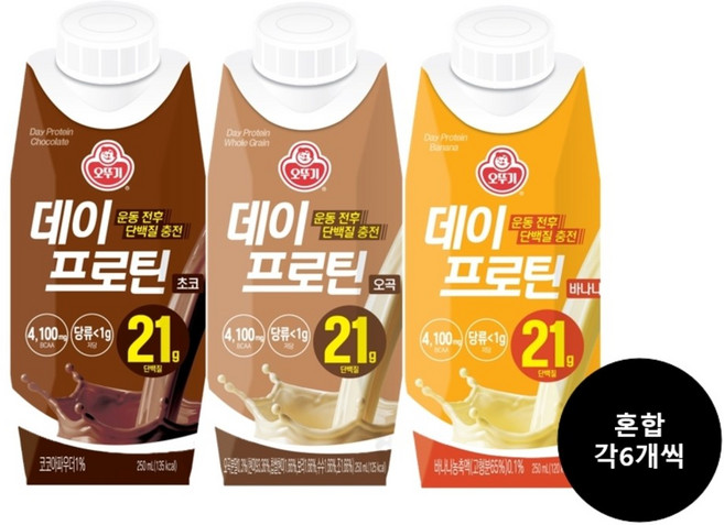 오뚜기 데이프로틴 3종 세트-[초코 오곡 바나나], 6세트, 750ml