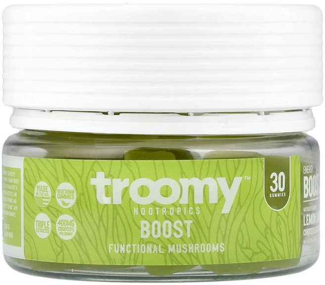 Troomy Nootropics Boost Functional Mushrooms Gummies Lemon Lime 30 Gummies, 30 count - 쿠팡