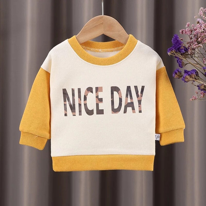 兒童圓領衛衣 NICE DAY印花薄款長袖上衣