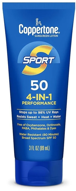 Coppertone 스포츠 자외선 차단 로션 89mL SPF 50 광범위 스펙트럼 커버(포장은 다를 수 있음), 3 Fl Oz (Pack of 1), 1 - 쿠팡