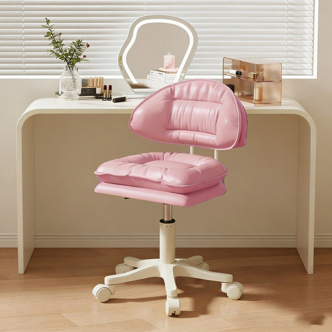 화장대의자 이동형 회전 의자 컴퓨터 책상 의자 높이조절, 1개, 핑크