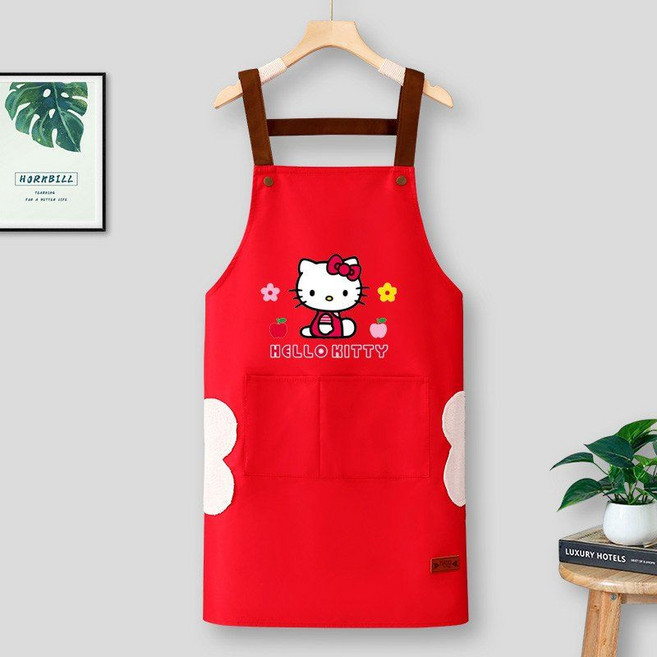 귀여운 캐릭터 앞치마 방수 카페 주방 공방 작업용 바리스타 위생 꽃집, 3. 레드