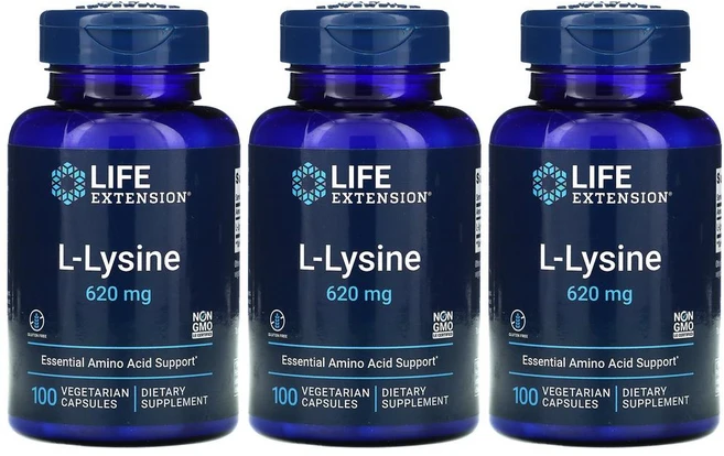 라이프익스텐션 L 엘 라이신 리신 류신 Lysine 620mg 100정 3통, 3개 - 쿠팡