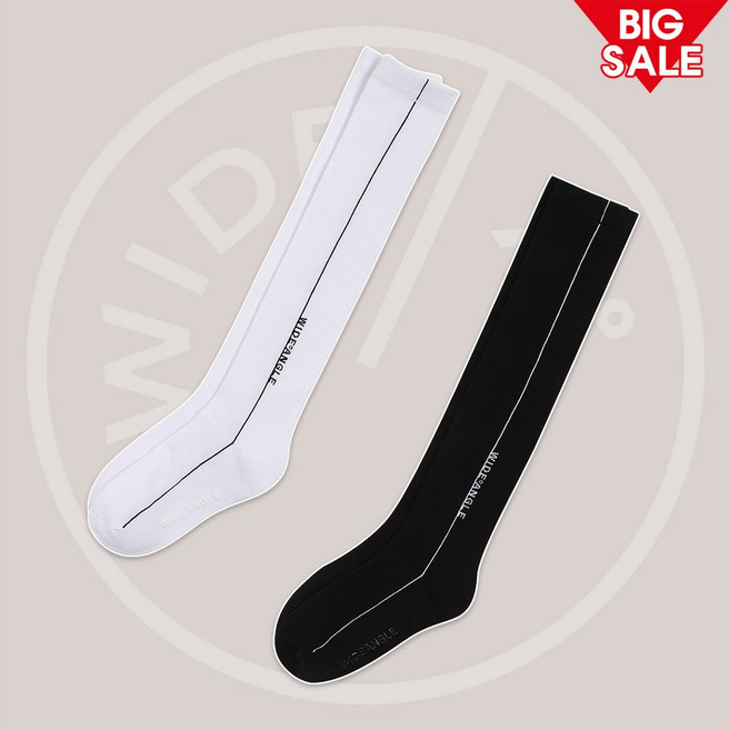 와이드앵글 여성 골프웨어 여자 긴양말 골프 스타킹 스트라이프 라인 니삭스 WWP24S06, (Z1) 블랙