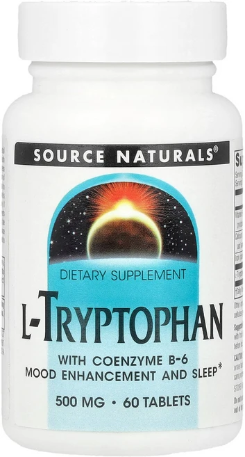 Source Naturals 코엔자임 B-6가 포함된 L-트립토판 500 mg 60 타블렛, 1개 - 쿠팡