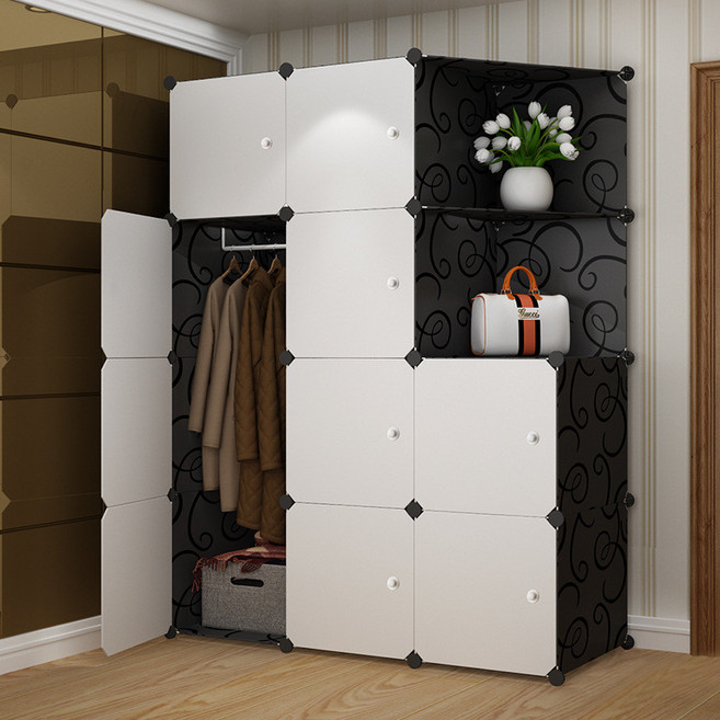 DIY 조립식 철제옷장 대용량 수납장 원룸 간이옷장 드레스룸 인테리어 선반옷장 시스템행거 튼튼한 구조 옷걸이행거 침실 옷장, 20문 사각 캐비닛