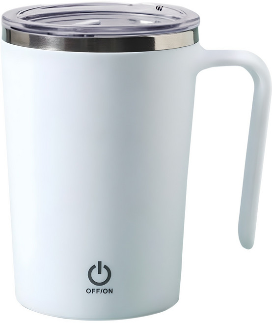 투데이리빙 전동 쉐이커 머그컵 충전식 자동 회전 쉐이크 텀블러 회오리 프로틴 믹서 스텐 커피 쉐이크컵, R99957W(화이트, 370ml, 1개