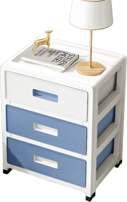 五層多功能鏤空衣物帶輪收納櫃 置物櫃 層櫃 抽屜收納櫃, 藍白