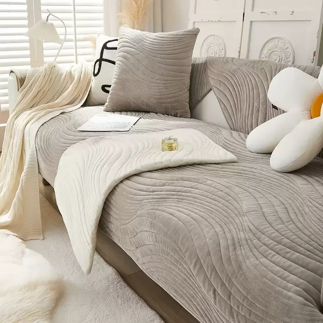 아노리빙 부드러운 웨이브 벨벳 겨울 극세사 쇼파패드