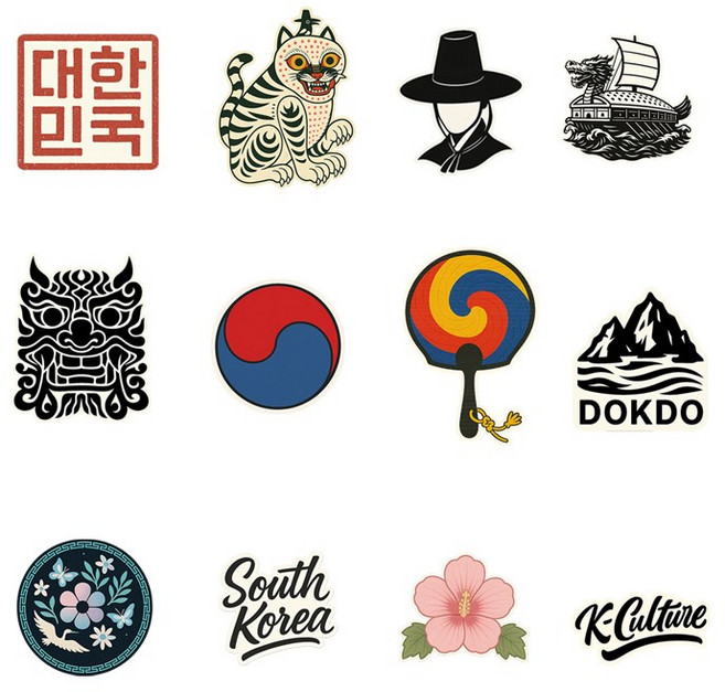 대한민국 감성 빅사이즈 캐리어 스티커 12종, 12개, 기본