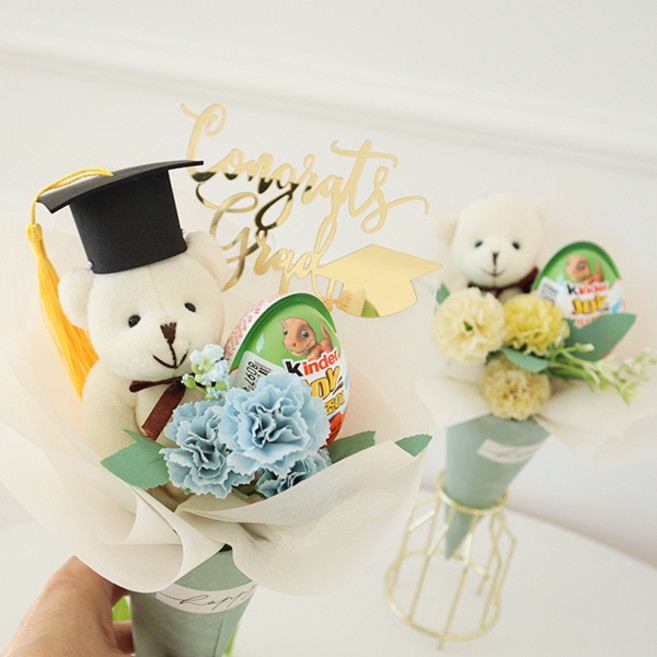 아이스크림콘 베어 킨더조이 꽃다발 재롱잔치 유치원졸업식, 블루